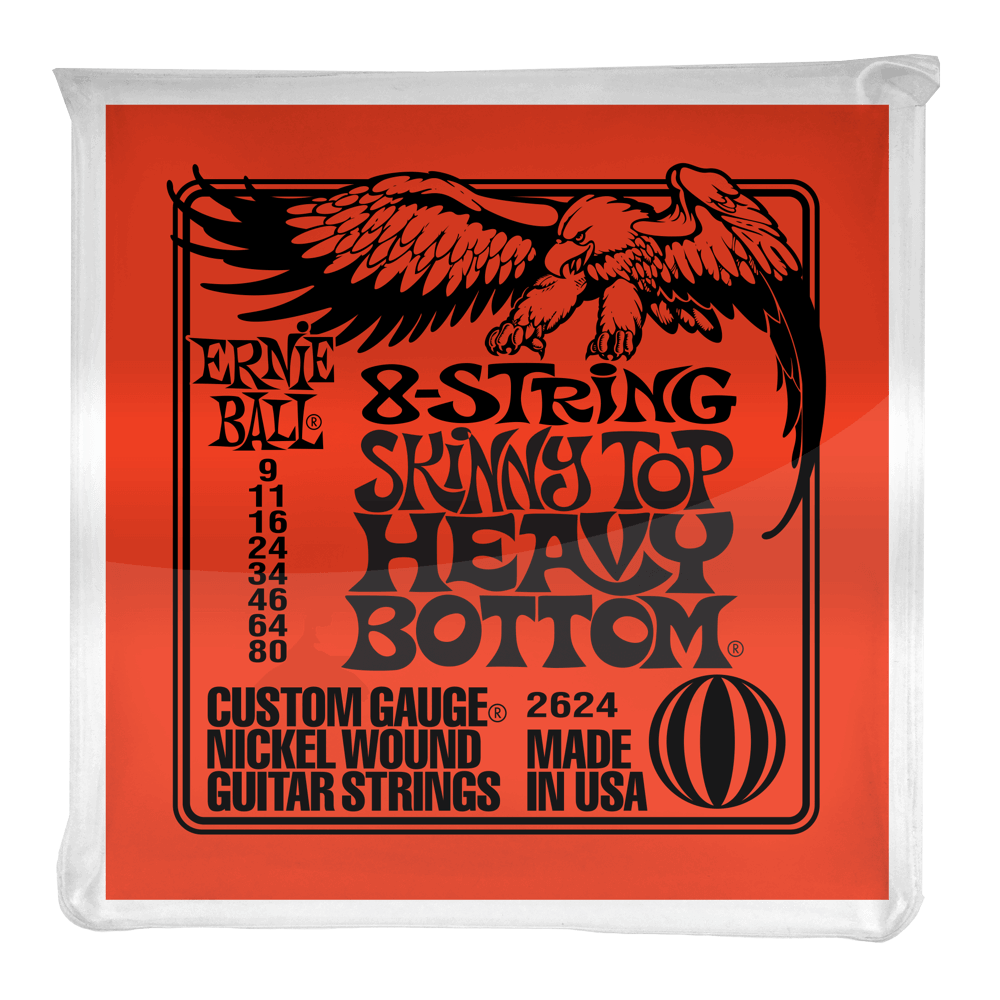 Ernie Ball 2624 8-String Skinny Top Heavy Bottom Slinky 9-80 Electric Guitar Strings