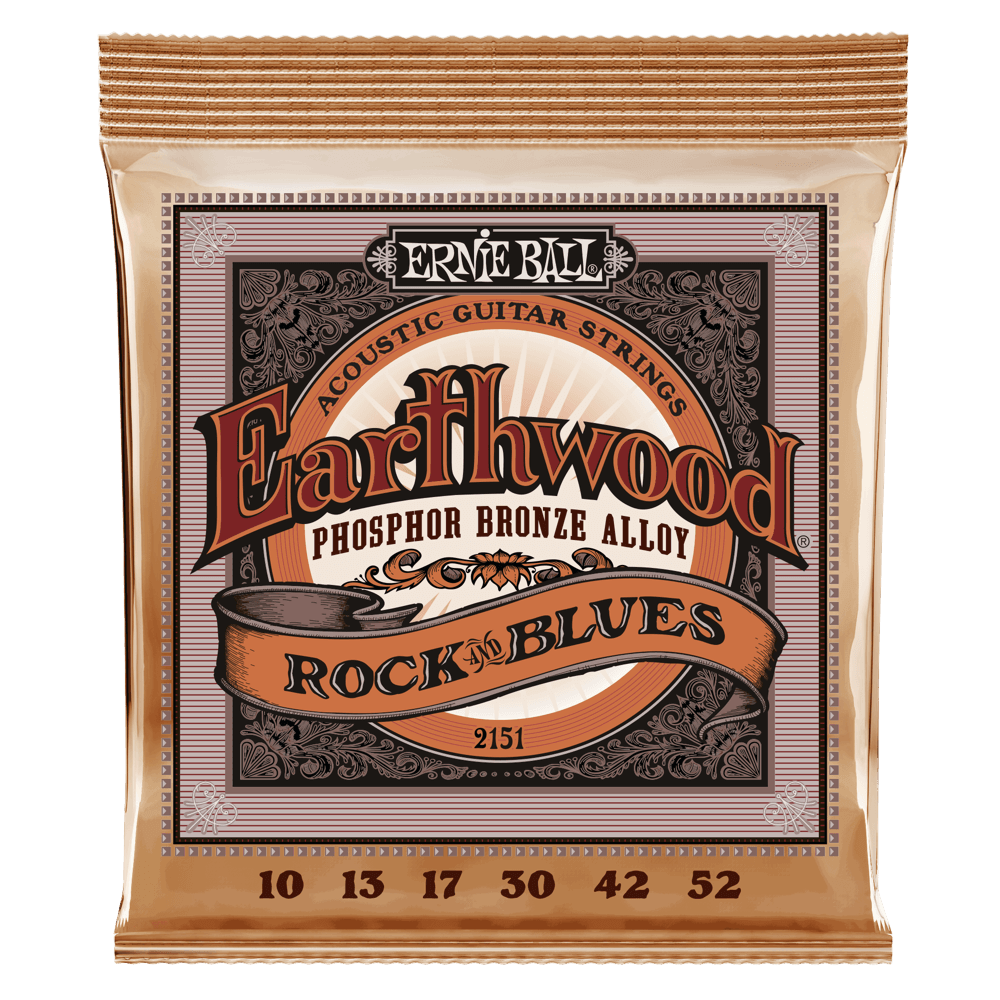 Ernie Ball Earthwood Phosphor Bronze 10-52 Acoustic Guitar Strings, Rock & Blues