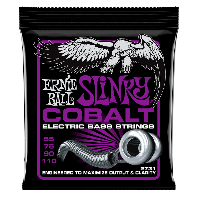 Ernie Ball Cobalt Power Slinky 55-110 Bass Guitar Strings, Long Scale