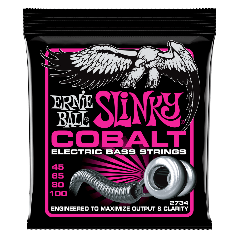 Ernie Ball Cobalt Super Slinky 45-100 Bass Guitar Strings, Long Scale