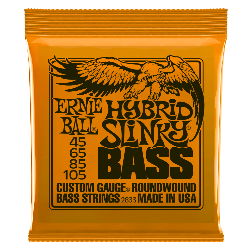 Ernie Ball Hybrid Slinky Nickel Wound 45-105 Bass Guitar Strings, Long Scale
