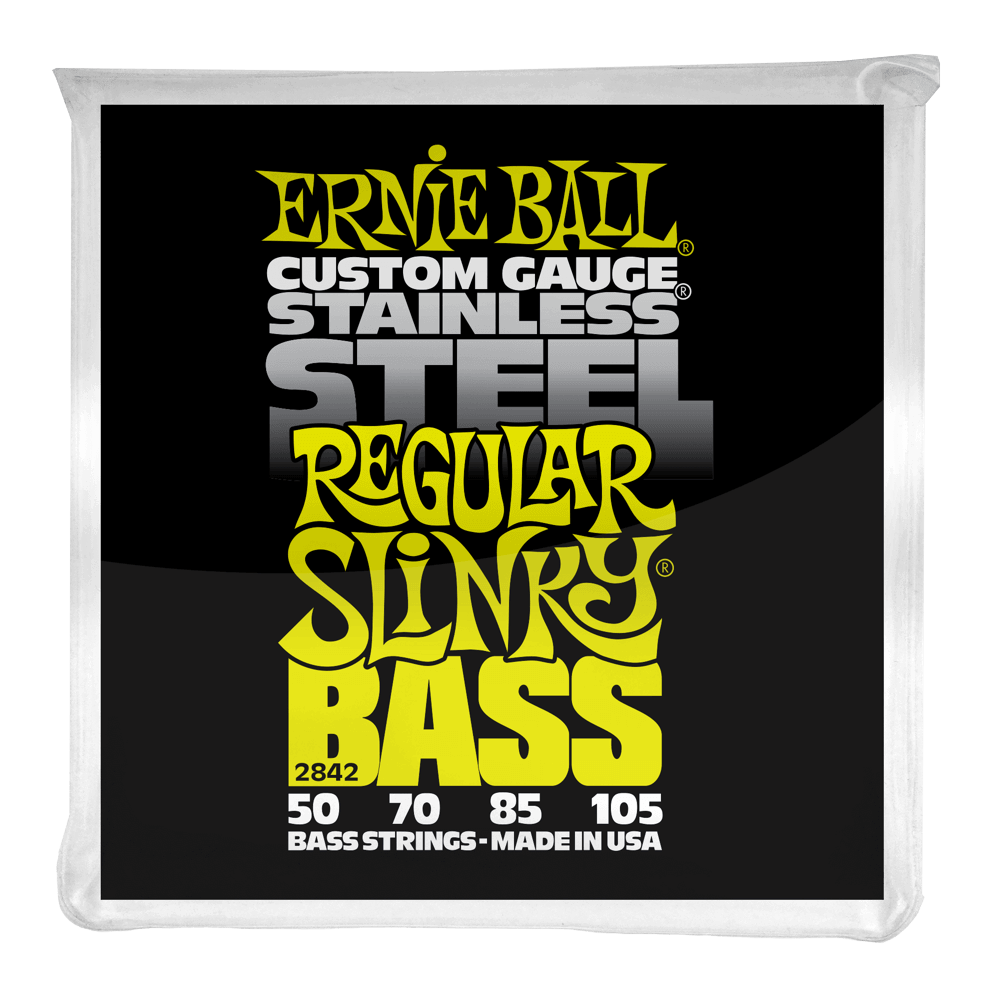 Ernie Ball Stainless Steel Regular Slinky 50-105 Bass Guitar Strings, Long Scale