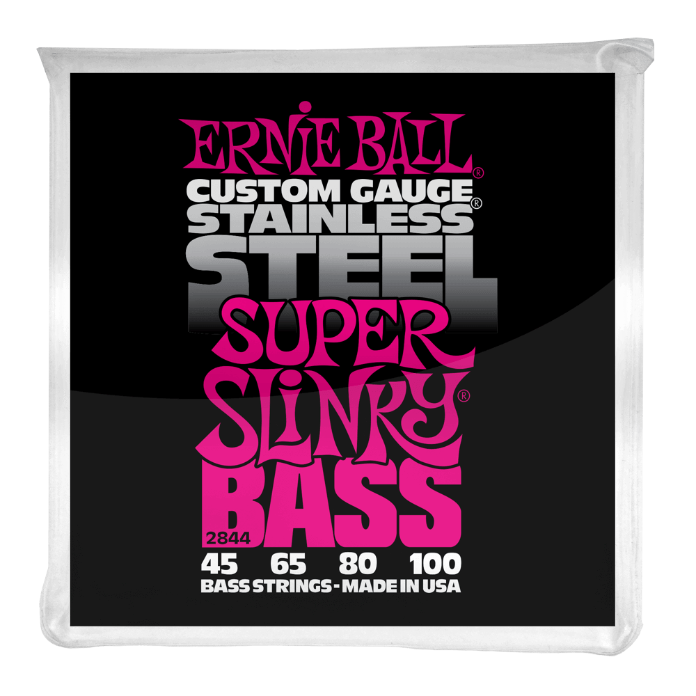 Ernie Ball Stainless Steel Super Slinky 45-100 Bass Guitar Strings, Long Scale