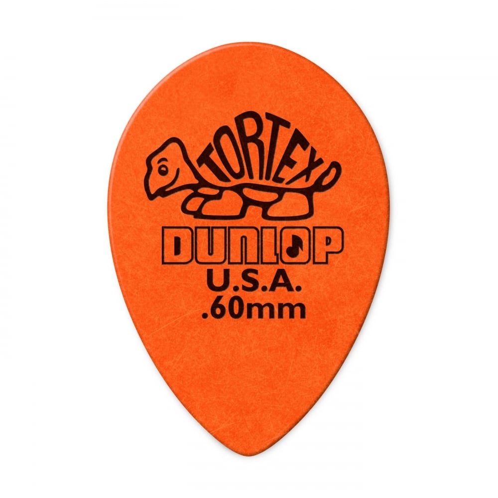 Jim Dunlop TORTEX Small Teardrop .60mm Guitar Plectrums, Orange, 6-Pack