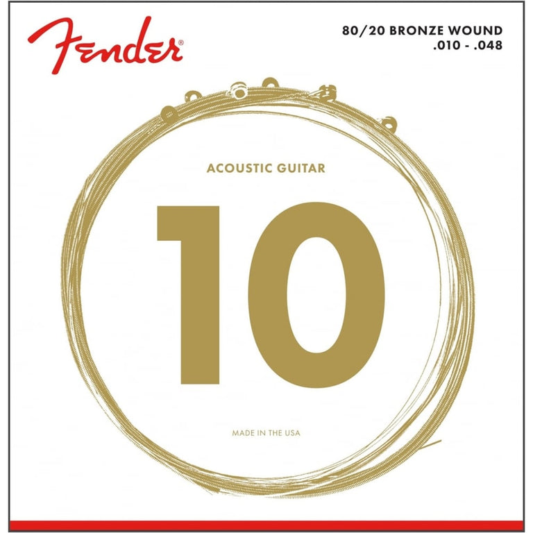 Fender 80/20 Bronze 10-48 Acoustic Guitar Strings, Extra Light