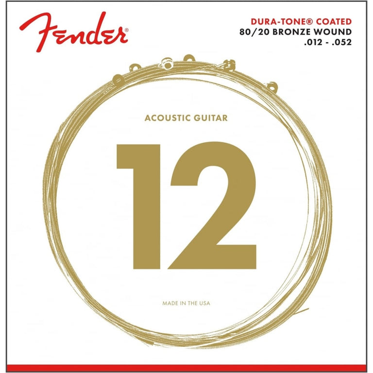 Fender Dura-Tone 80/20 Bronze 12-52 Acoustic Guitar Strings, Light