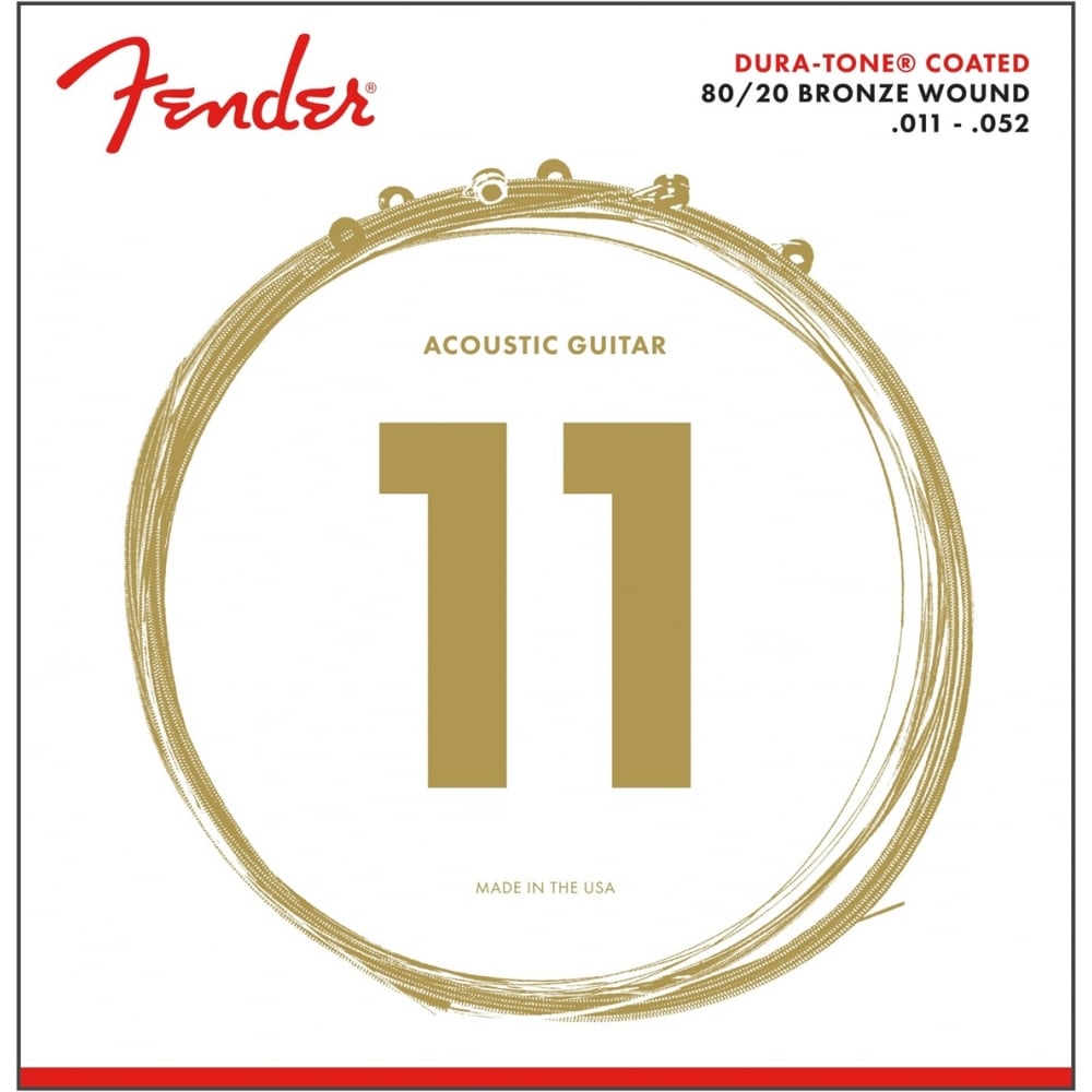 Fender Dura-Tone 80/20 Bronze 11-52 Acoustic Guitar Strings, Custom Light