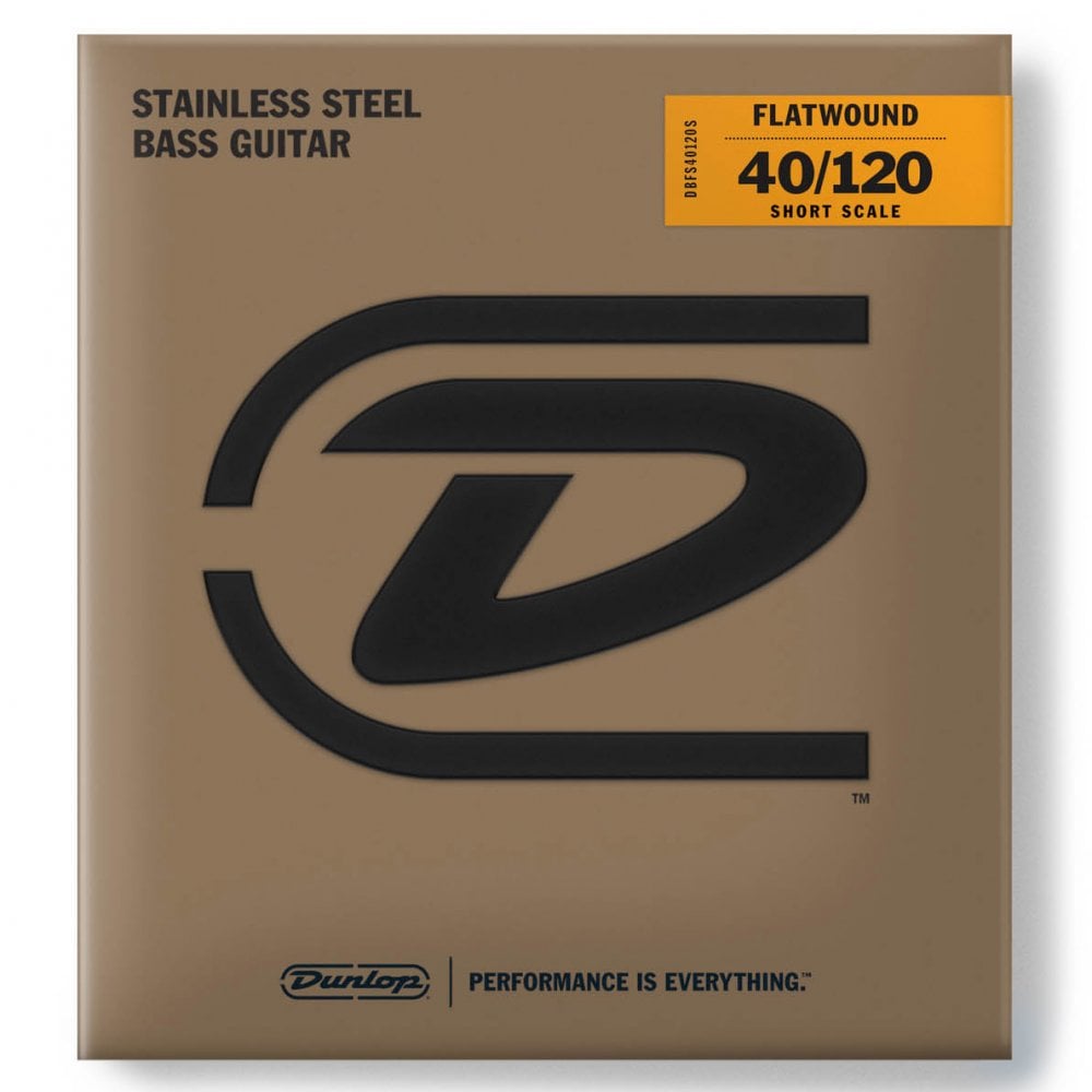 Jim Dunlop Flatwound Stainless Steel 40-120 5-String Bass Guitar Strings, Short Scale