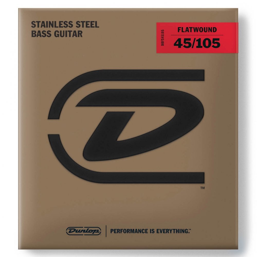 Jim Dunlop Flatwound Stainless Steel 45-105 Bass Guitar Strings, Long Scale
