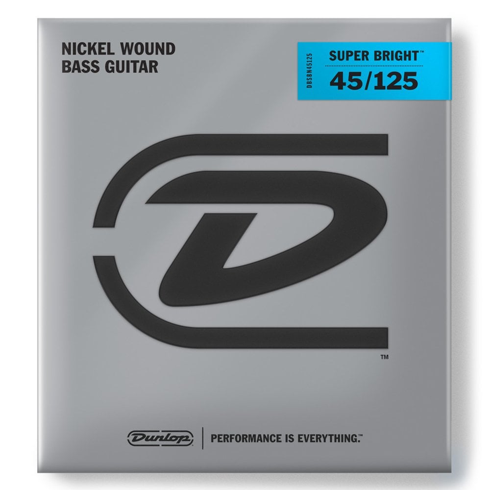 Jim Dunlop Super Bright Nickel 45-125 5-String Bass Guitar Strings, Long Scale