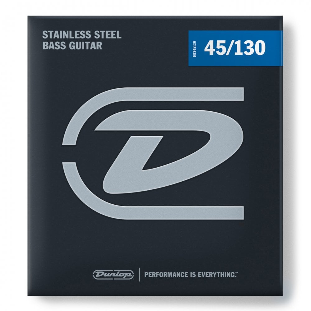 Jim Dunlop Performance+ Stainless Steel 45-130 5-String Bass Guitar Strings, Long Scale