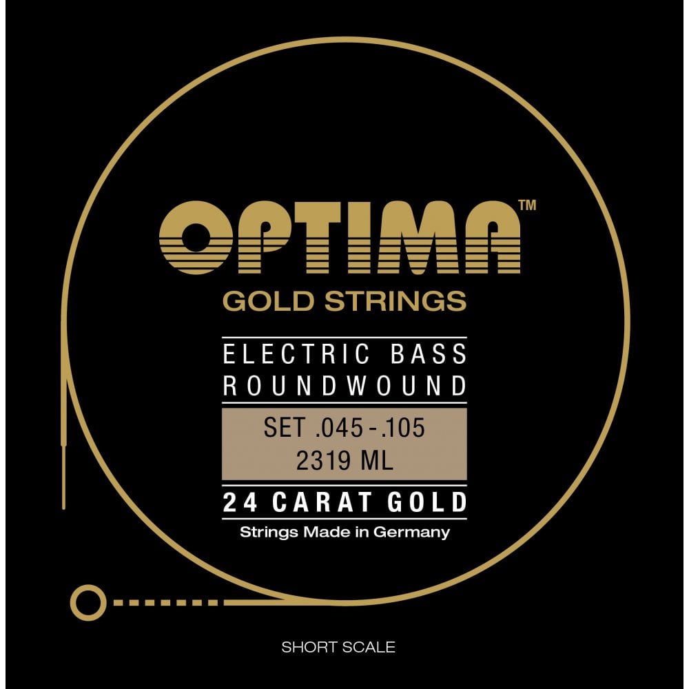 Optima Gold Plated 45-105 Bass Guitar Strings, Short Scale
