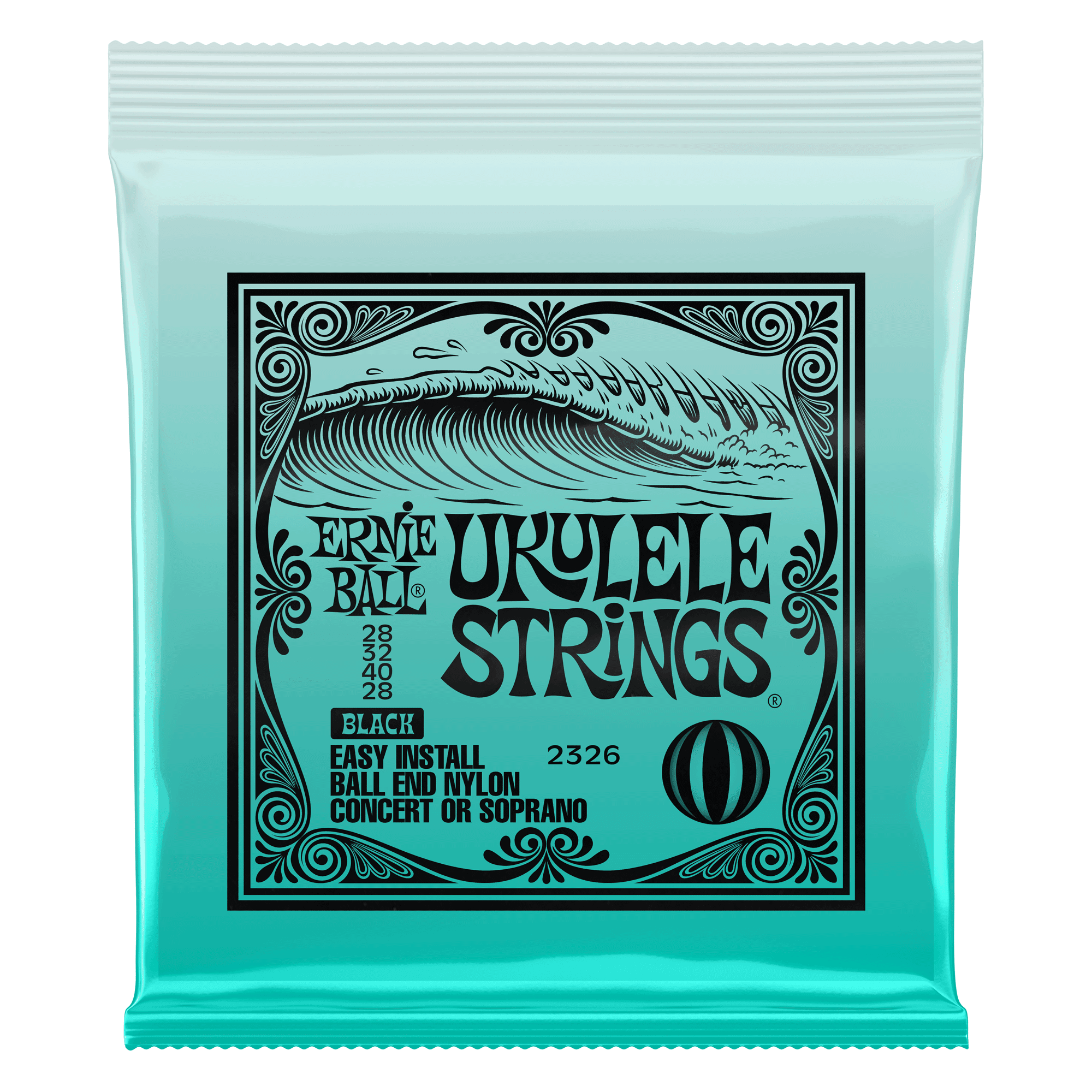 Ernie Ball Concert/Soprano Ukulele Strings, Black Nylon, Ball End