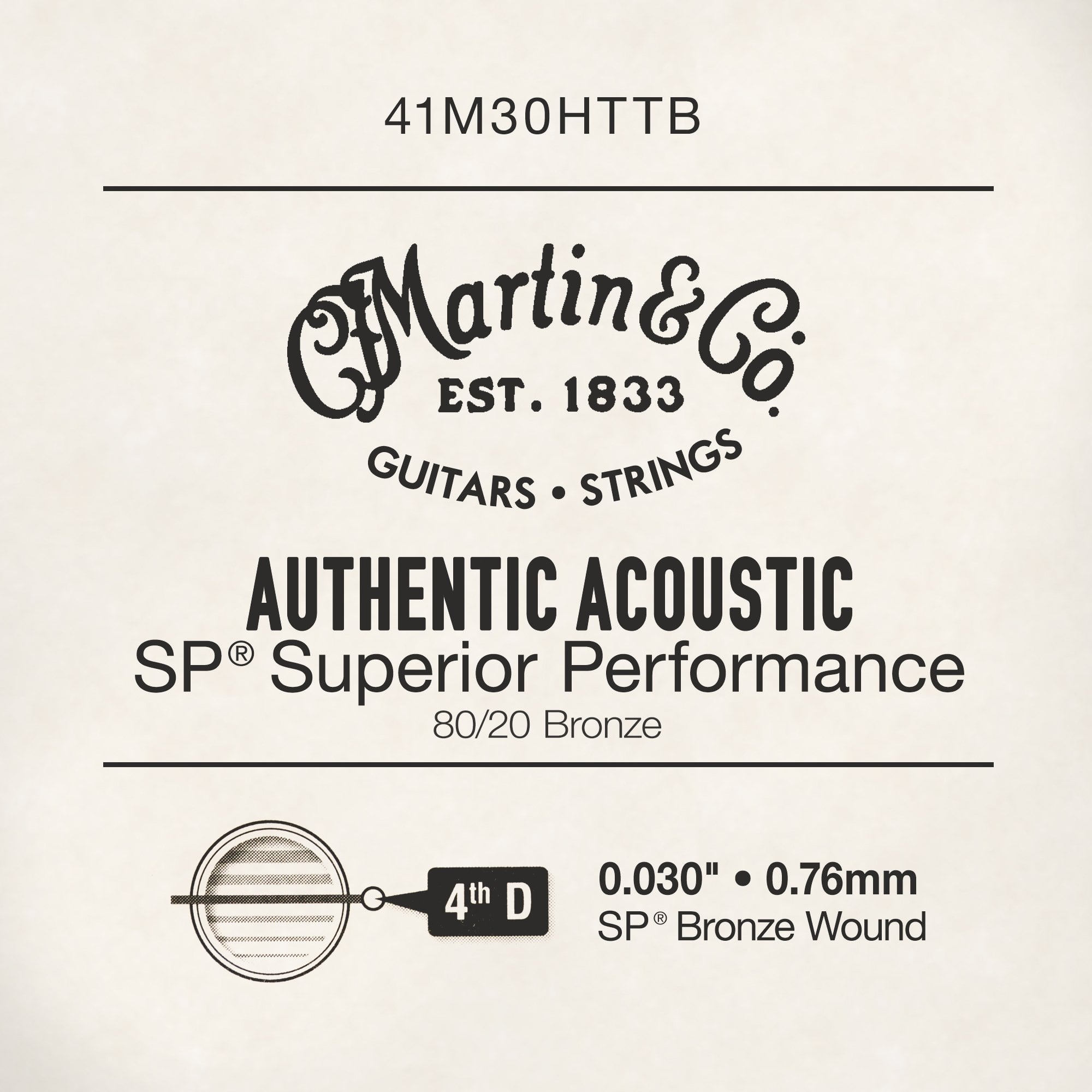 Martin .030 Authentic Acoustic 80/20 Bronze Single String