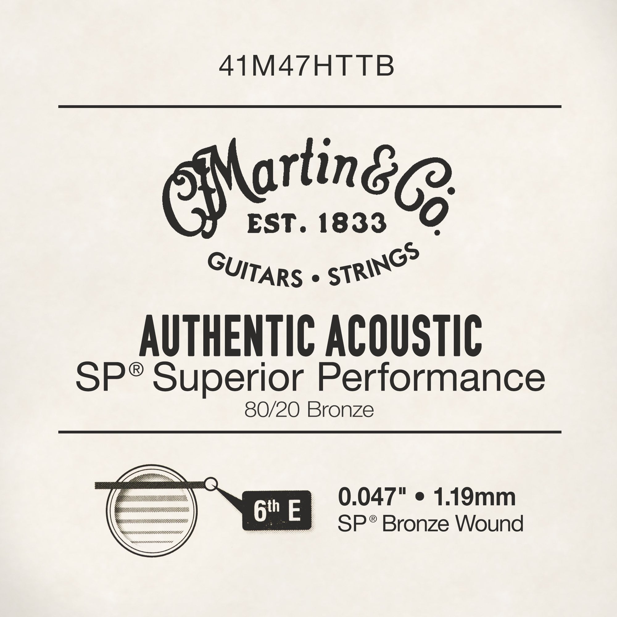 Martin .047 Authentic Acoustic 80/20 Bronze Single String
