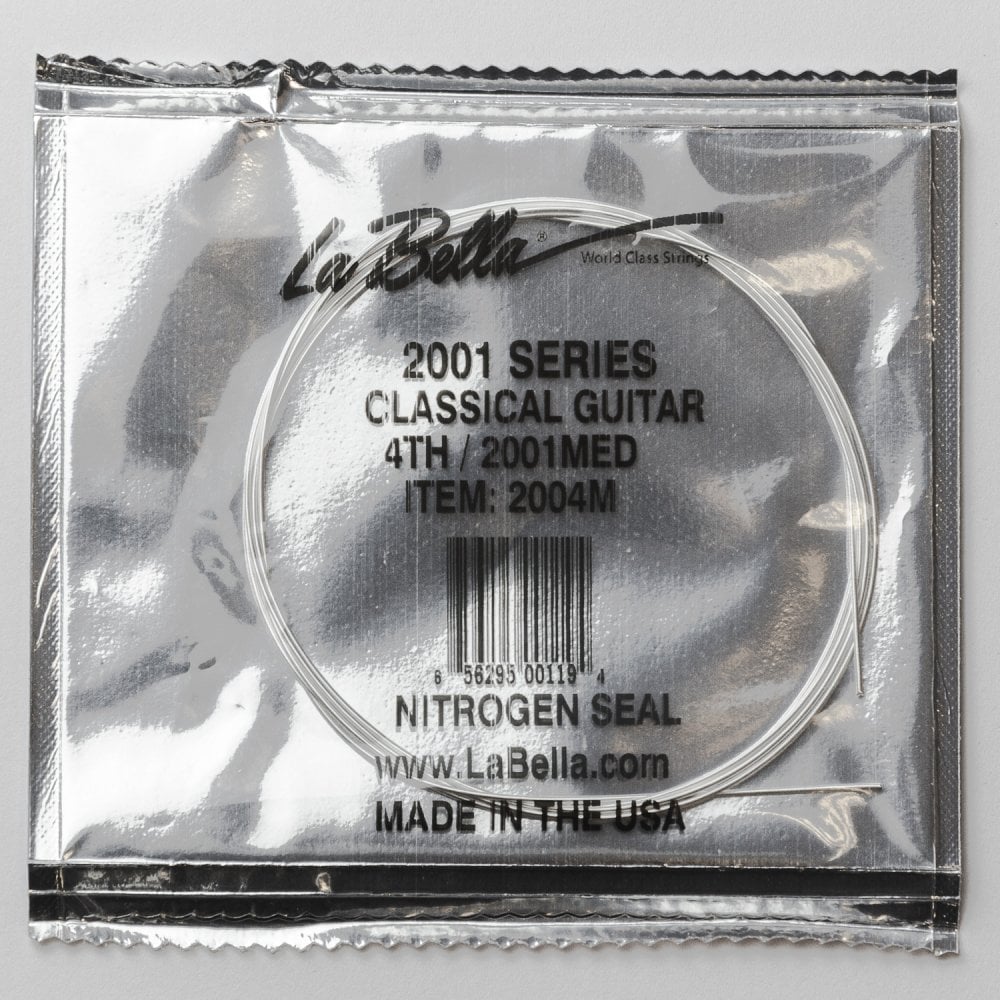 La Bella Silver-Plated Copper Wound Classical Guitar D-4th Single String, Medium Tension