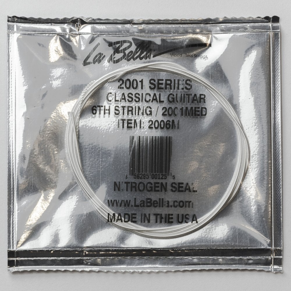 La Bella Silver-Plated Copper Wound Classical Guitar E-6th Single String, Medium Tension