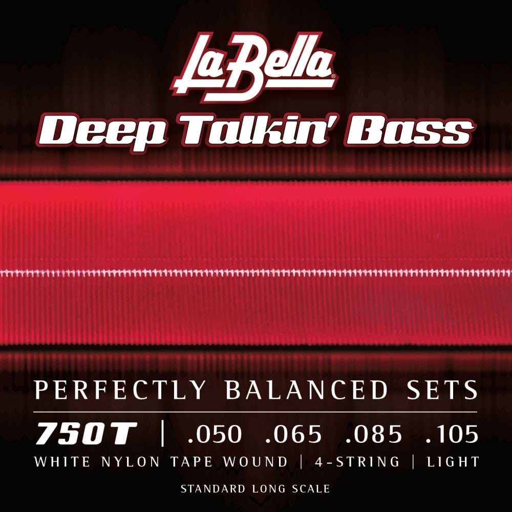 La Bella White Nylon Tapewound 50105 Bass Guitar Strings, Long Scale