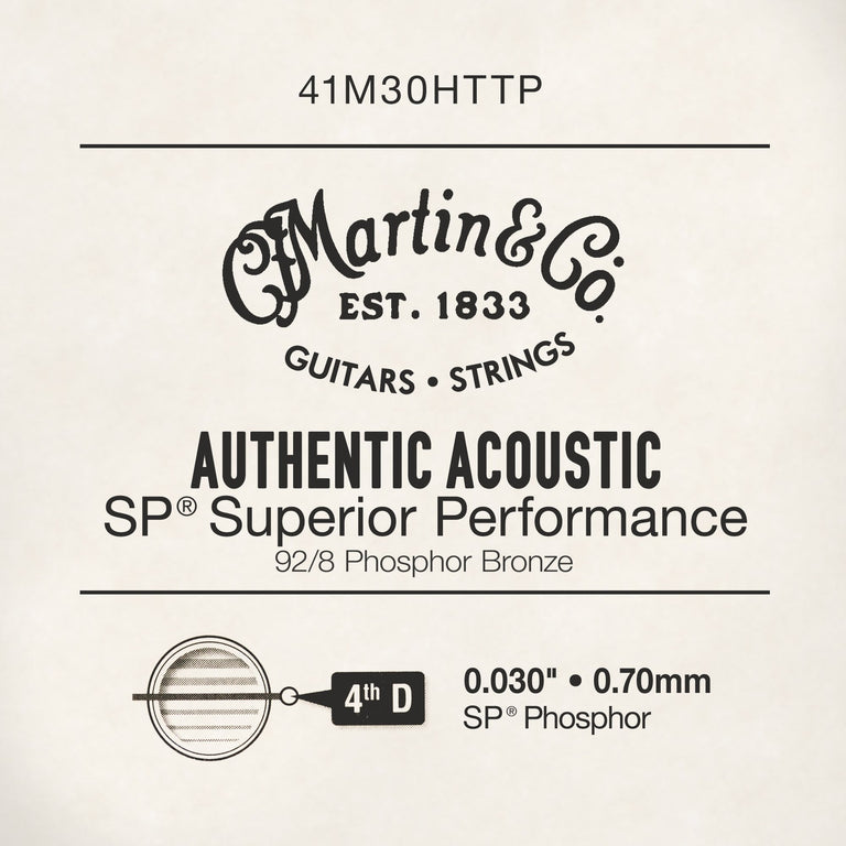 Martin Authentic Acoustic Phosphor Bronze 30 (.030”) Acoustic Guitar Single String