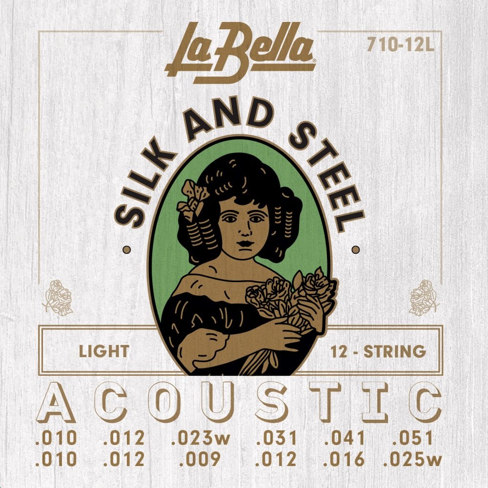 La Bella Silk & Steel 12-String 10-51 Acoustic Guitar Strings, Light