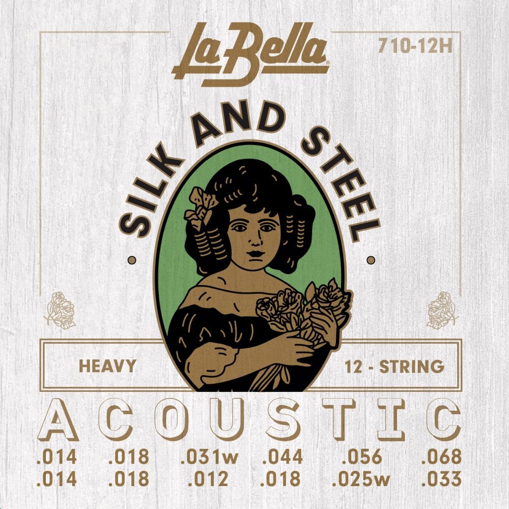 La Bella Silk & Steel 12-String 14-68 Acoustic Guitar Strings, Heavy, Low-C