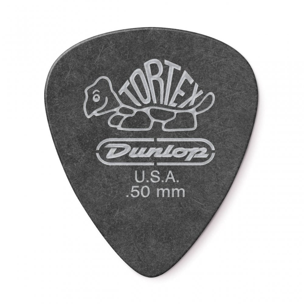 Jim Dunlop TORTEX Pitch Black Guitar Plectrums 0.50mm, 12-Pick Player Pack