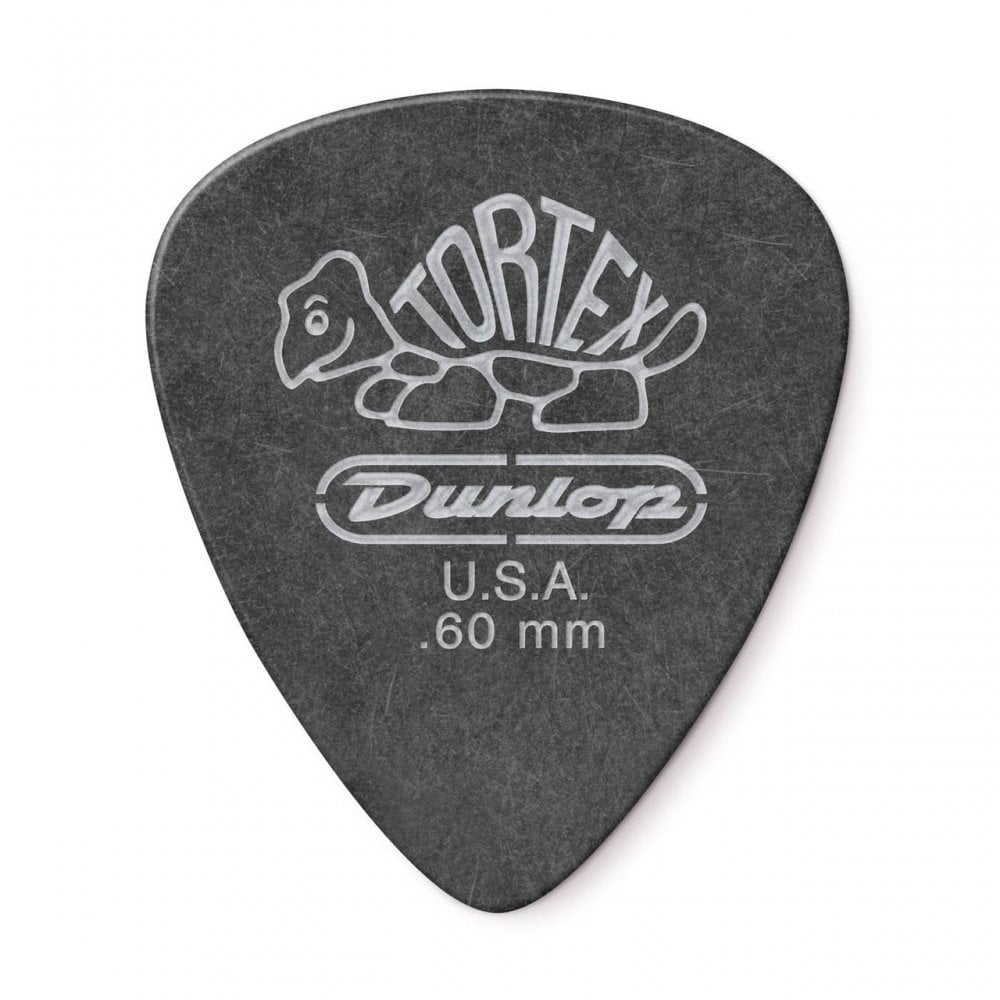 Jim Dunlop TORTEX Pitch Black Guitar Plectrums 0.60mm, 12-Pick Player Pack