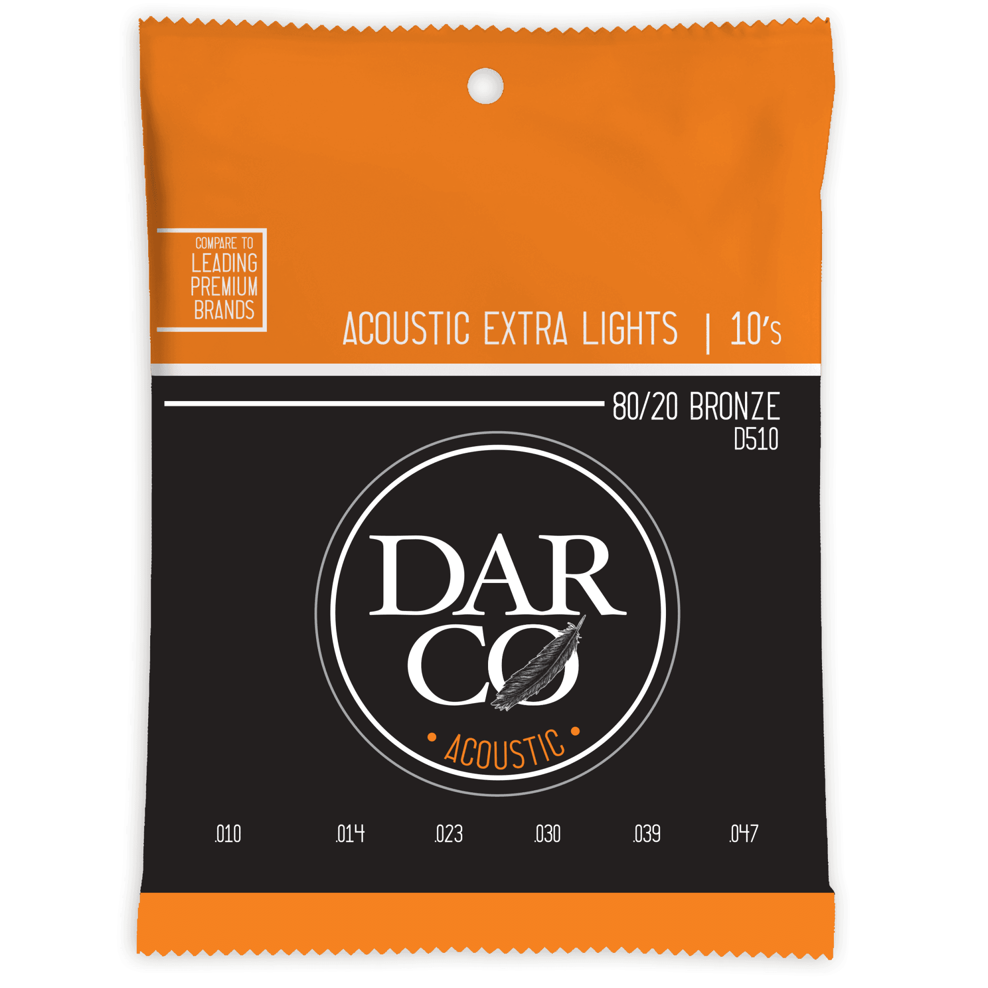 Darco 80/20 Bronze 10-47 Acoustic Guitar Strings, Extra Light