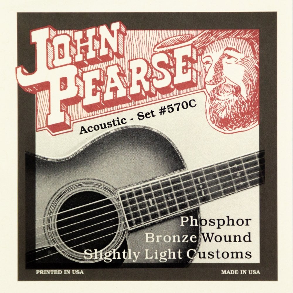 John Pearse Phosphor Bronze 11-52 Acoustic Guitar Strings, Custom Light