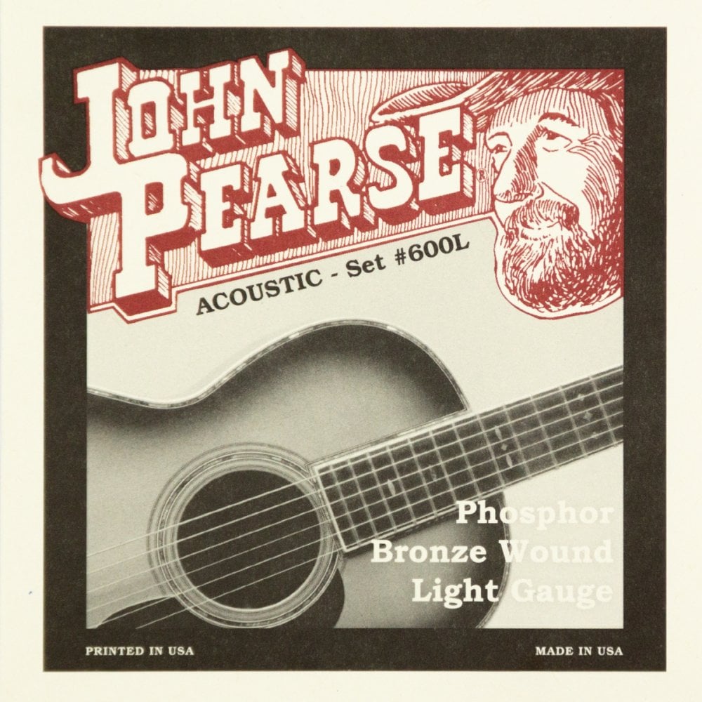 John Pearse 600L Phosphor Bronze 12-53 Acoustic Guitar Strings, Light