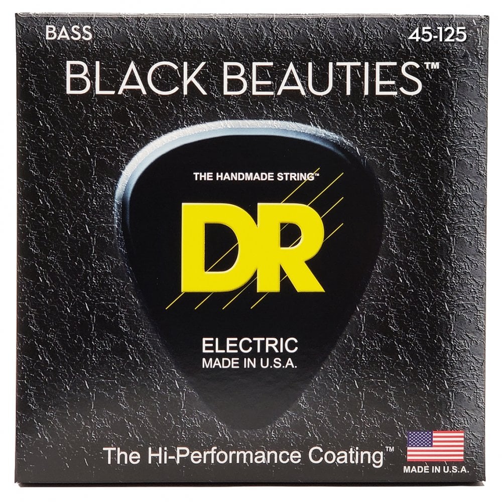 DR Strings BLACK BEAUTIES Stainless Steel 45-125 Bass Guitar Strings, 5-String, Long Scale