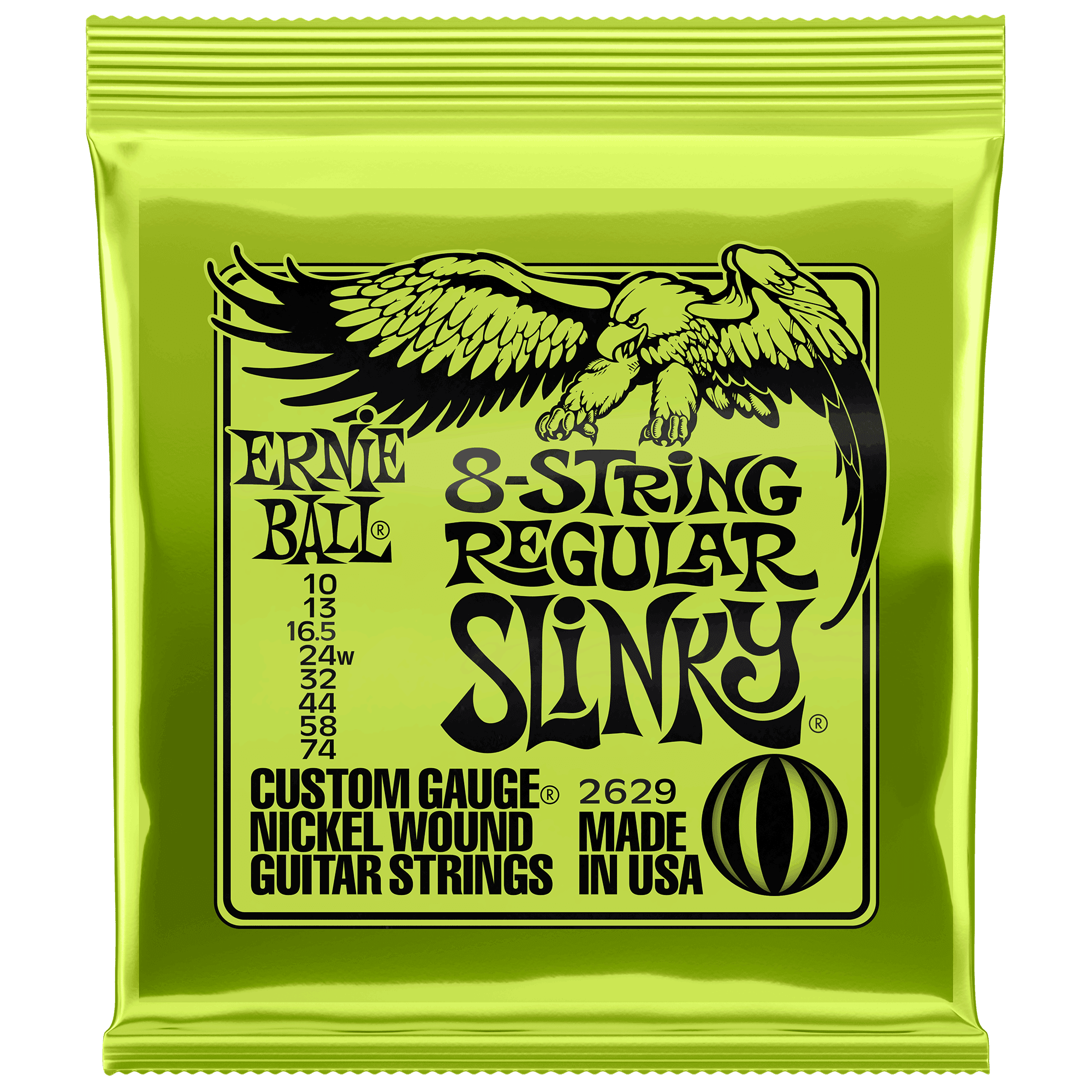 Ernie Ball 2629 8-String Regular Slinky 10-74 Electric Guitar Strings