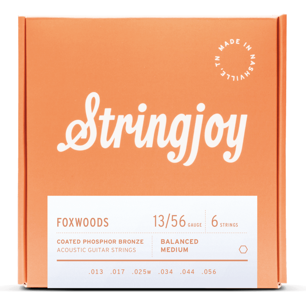 Stringjoy Foxwoods Coated Phosphor Bronze 13-56 Acoustic Guitar Strings, Medium