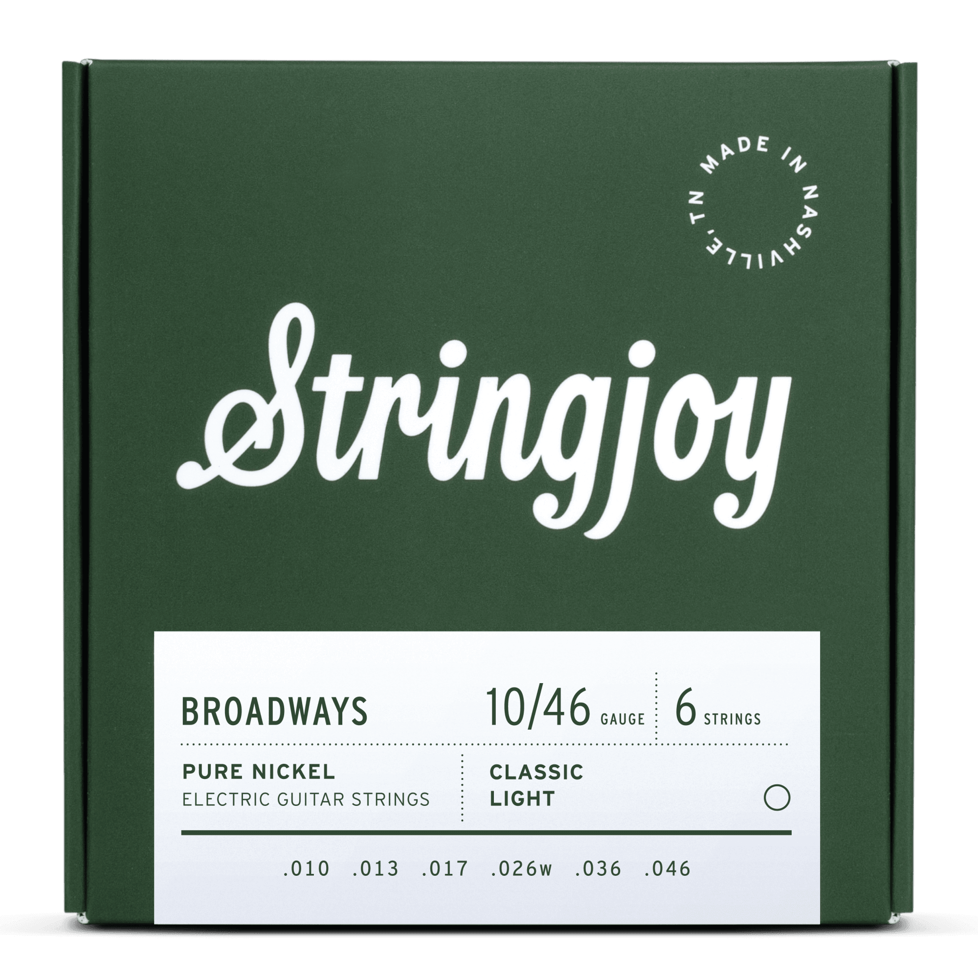 Stringjoy Broadways 10-46 Pure Nickel Electric Guitar Strings
