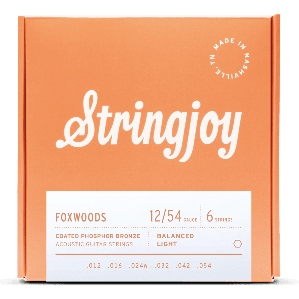Stringjoy Foxwoods Coated Phosphor Bronze 12-54 Acoustic Guitar Strings, Light