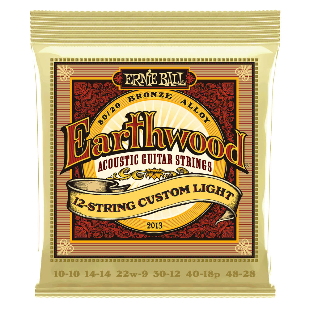 Ernie Ball Earthwood 80/20 Bronze 12-String 10-48 Acoustic Guitar Strings, Custom Light