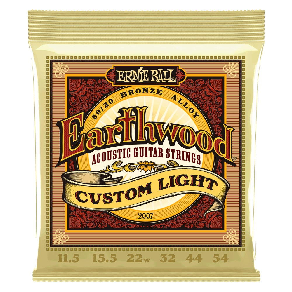 Ernie Ball Earthwood 80/20 Bronze 11.5-54 Acoustic Guitar Strings, Custom Light