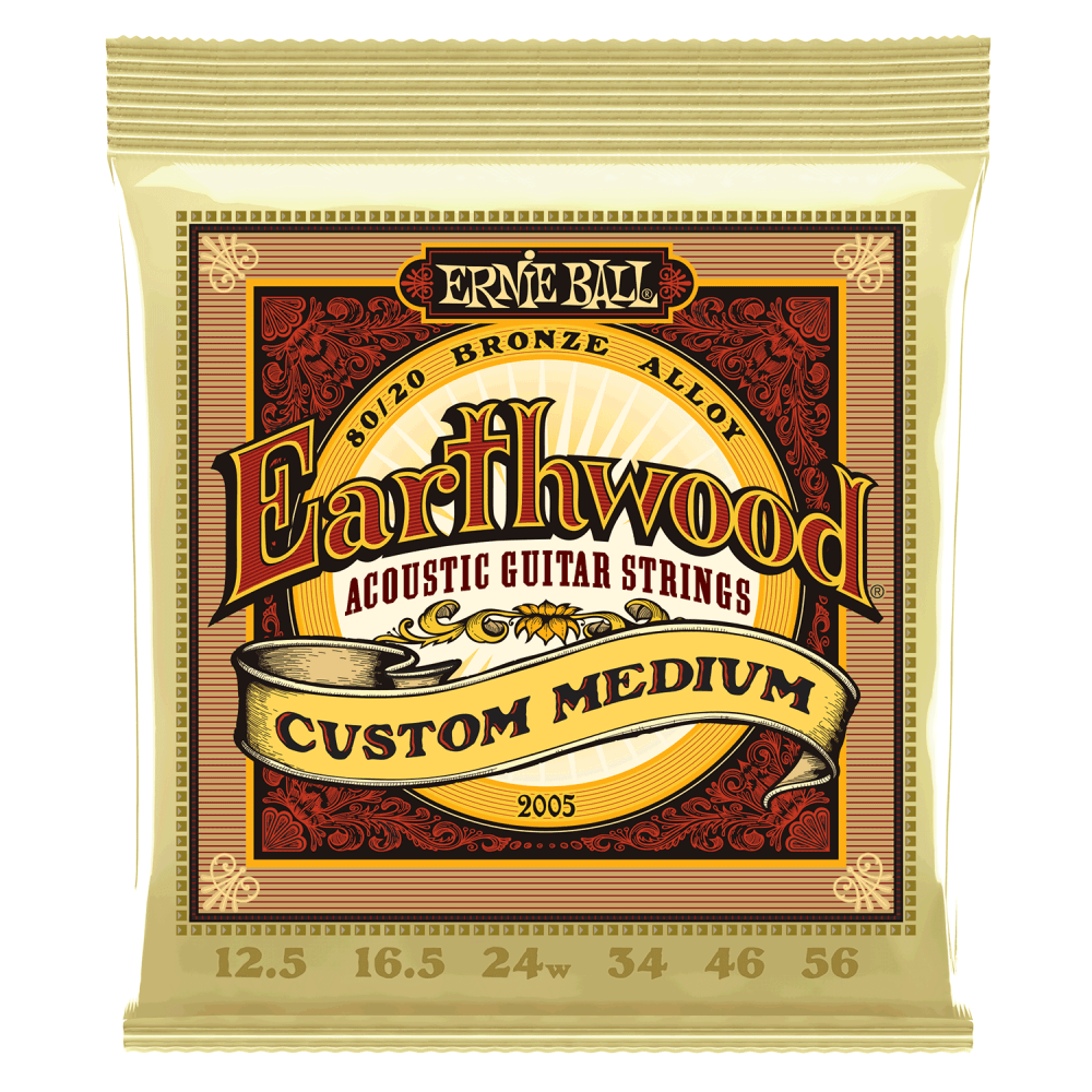 Ernie Ball Earthwood 80/20 Bronze 12.5-56 Acoustic Guitar Strings, Custom Medium