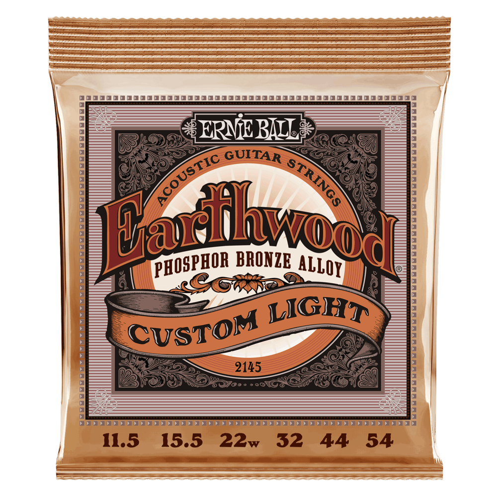 Ernie Ball Earthwood Phosphor Bronze 11.5-54 Acoustic Guitar Strings, Custom Light