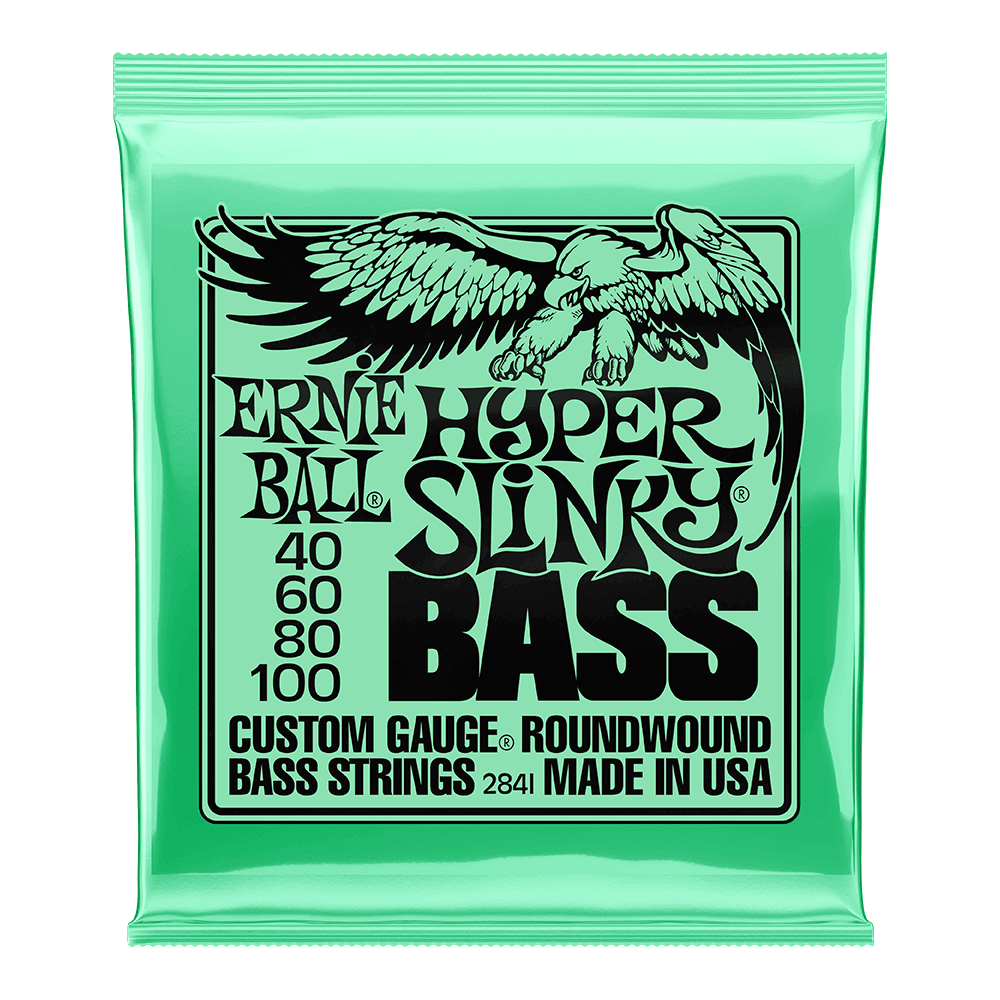 Ernie Ball Hyper Slinky Nickel Wound 40-100 Bass Guitar Strings, Long Scale