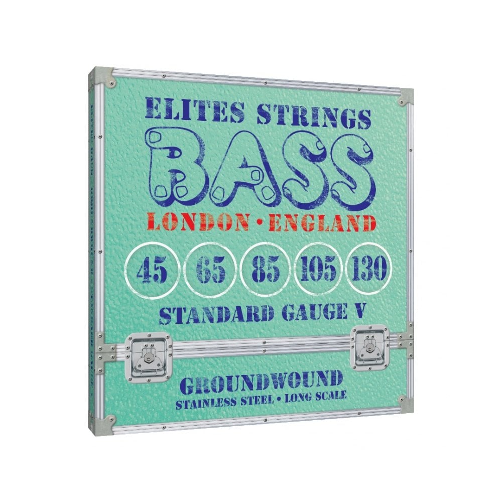 Elites Groundwound Stainless Steel 45-130 5-String Bass Guitar Strings, Long Scale