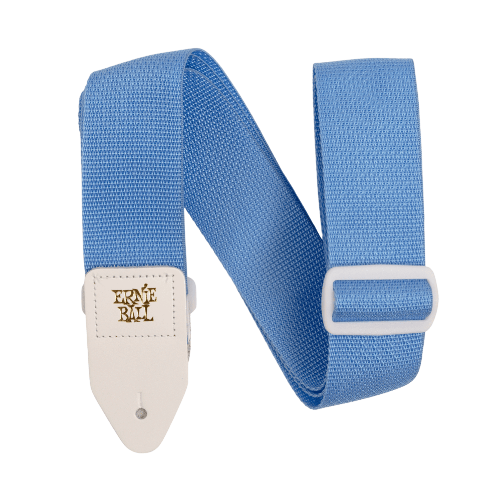 Ernie Ball Polypro Guitar Strap, Soft Blue with White Ends Strings Direct