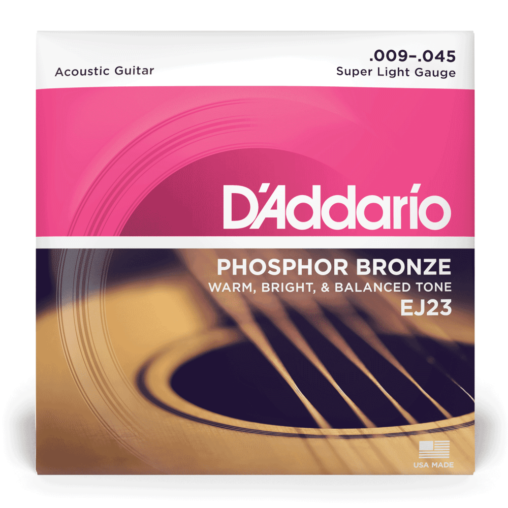 D'Addario EJ23 Phosphor Bronze 9-45 Acoustic Guitar Strings, Super Light