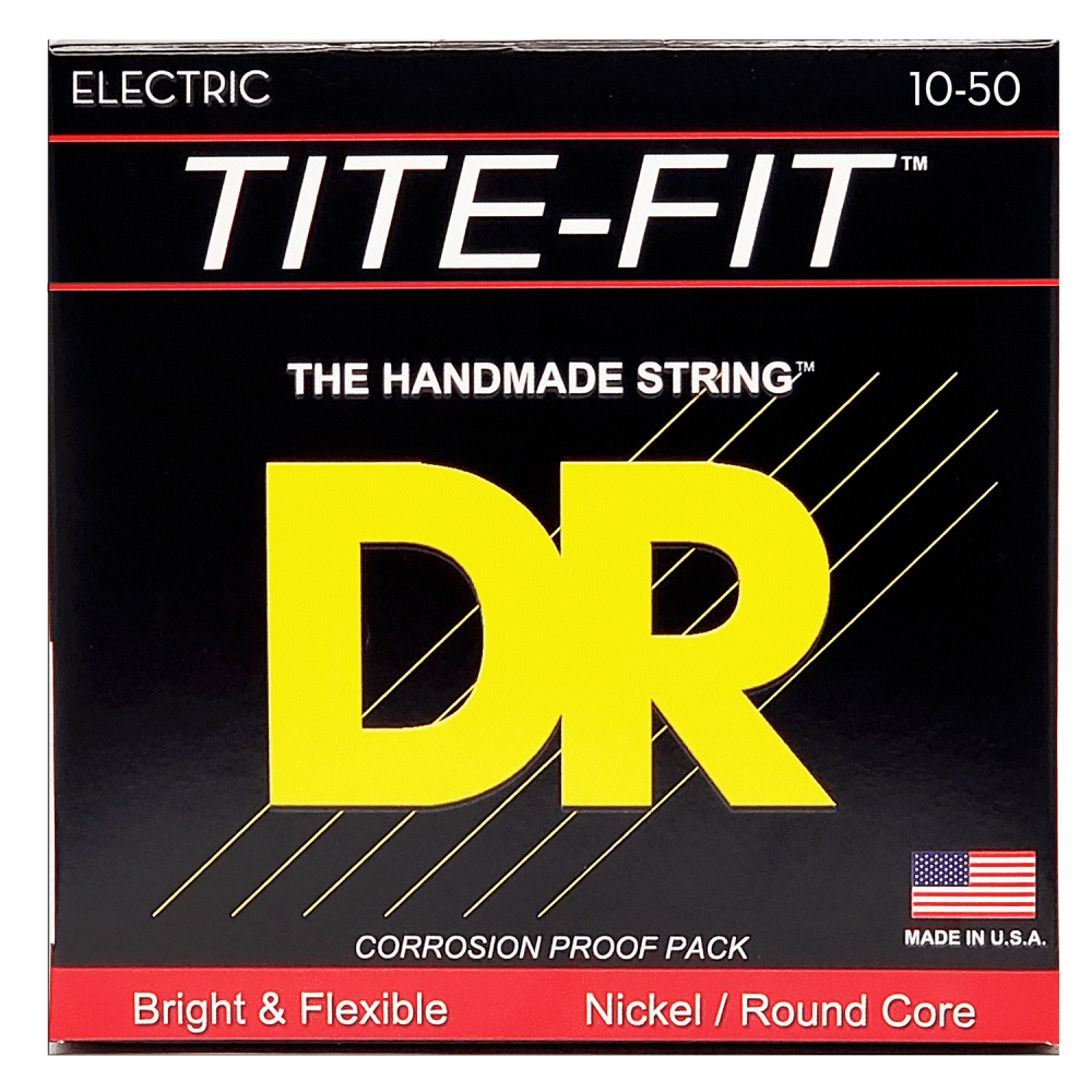 DR Strings TITE-FIT Nickel Wound 10-50 Electric Guitar Strings, Medium-Heavy
