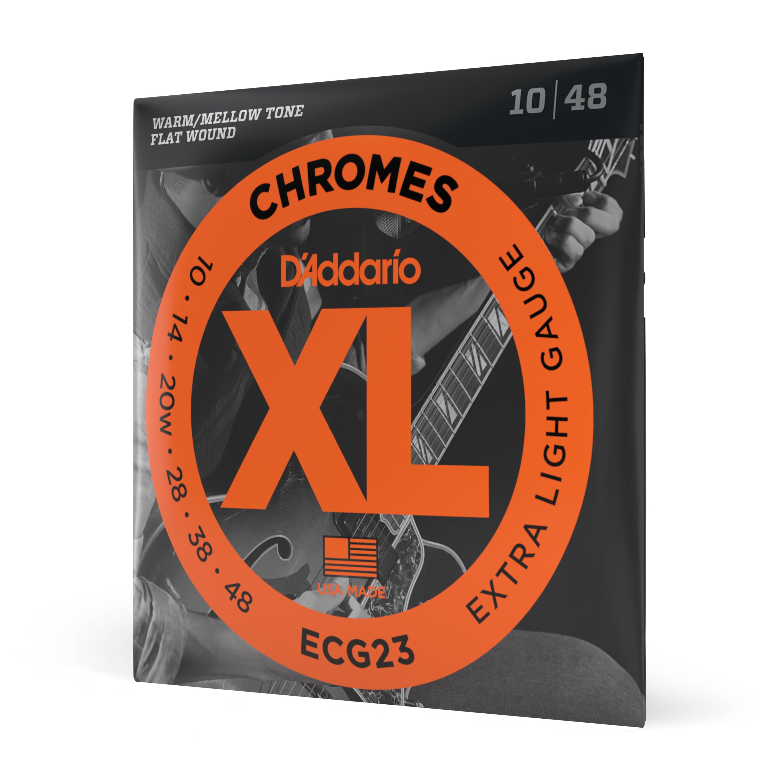 D'Addario ECG23 Flatwound Chromes Steel 10-48 Electric Guitar Strings, Extra Light