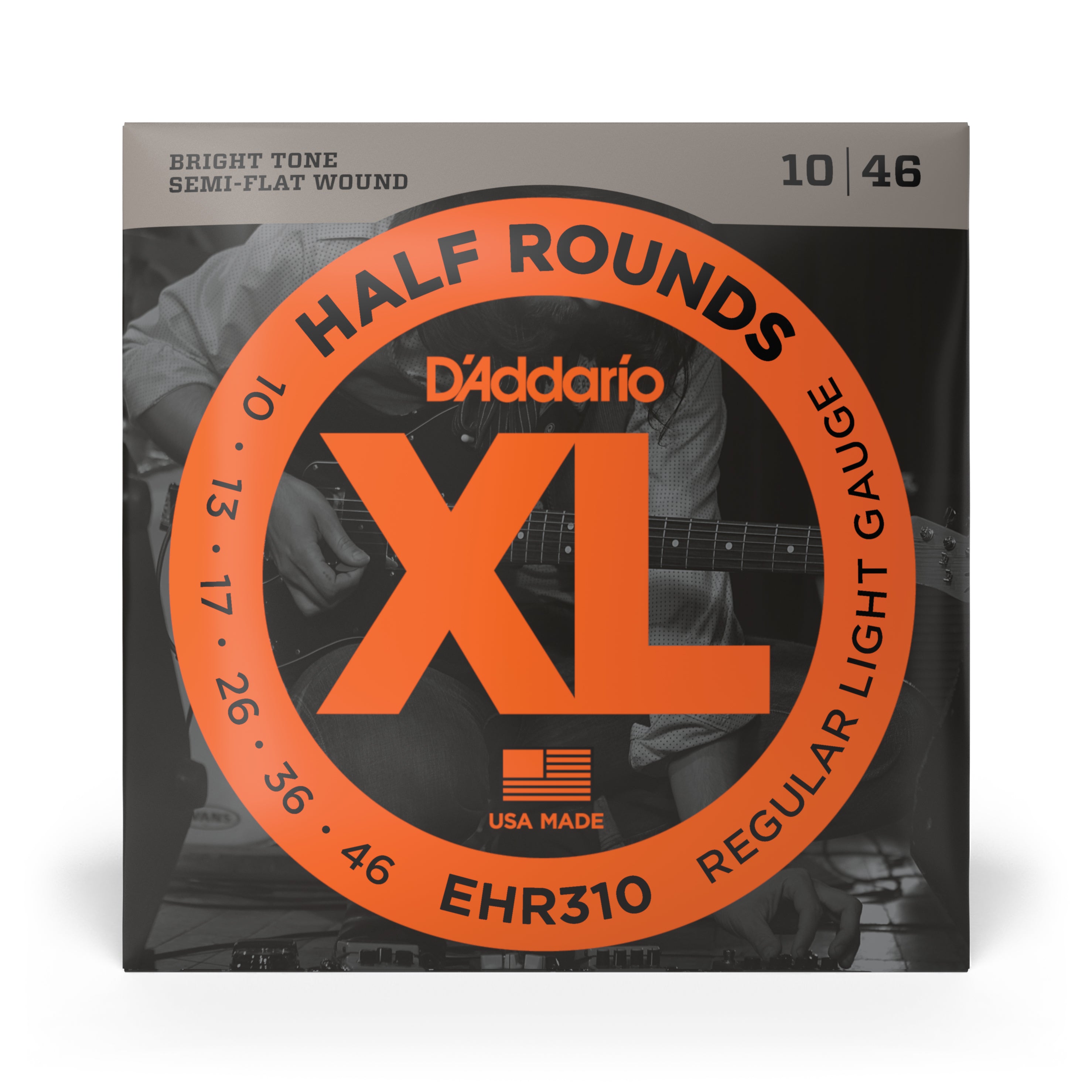 D'Addario Half Rounds Stainless Steel 10-46 Electric Guitar Strings, Regular