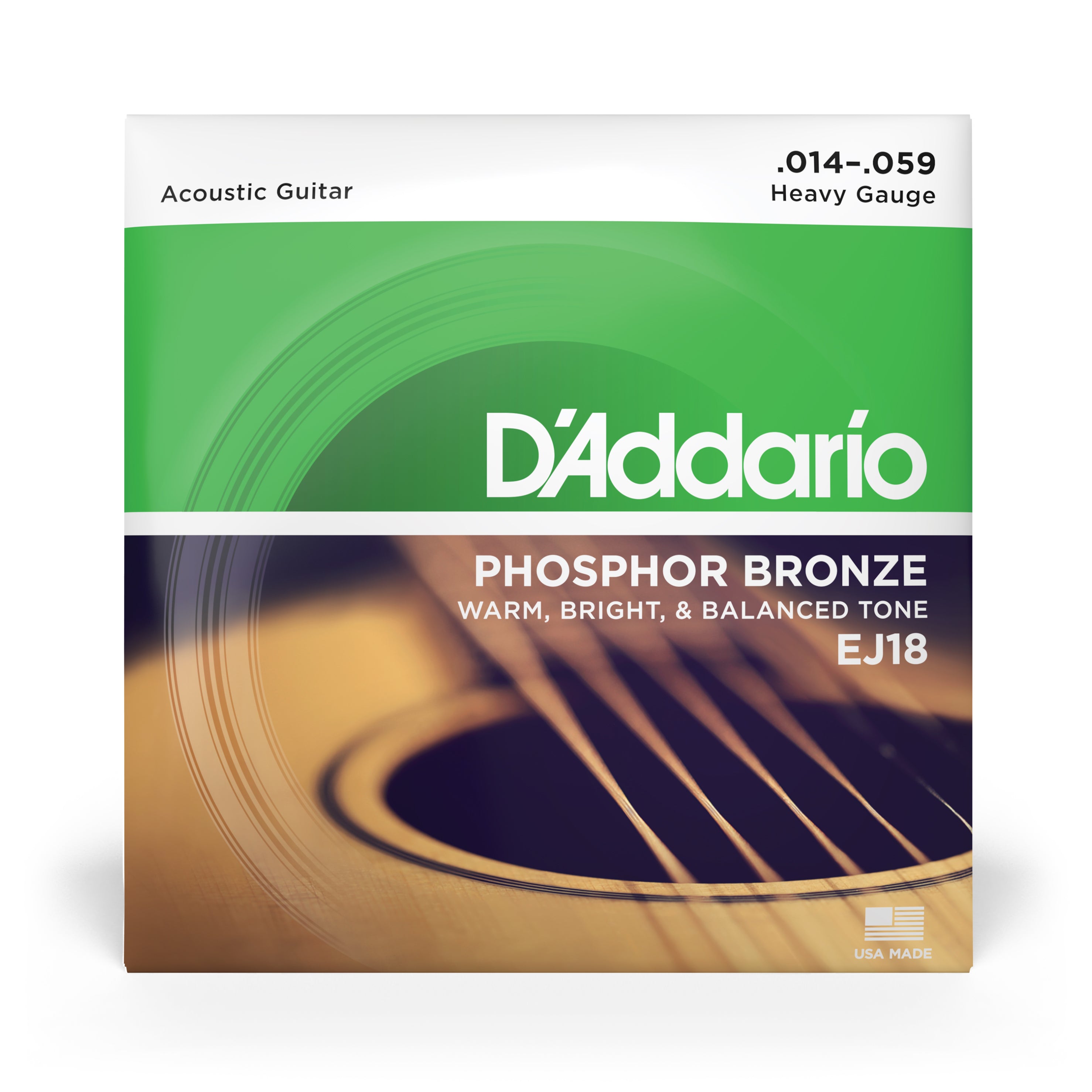 D'Addario EJ18 Phosphor Bronze 14-59 Acoustic Guitar Strings, 3-Pack Bundle
