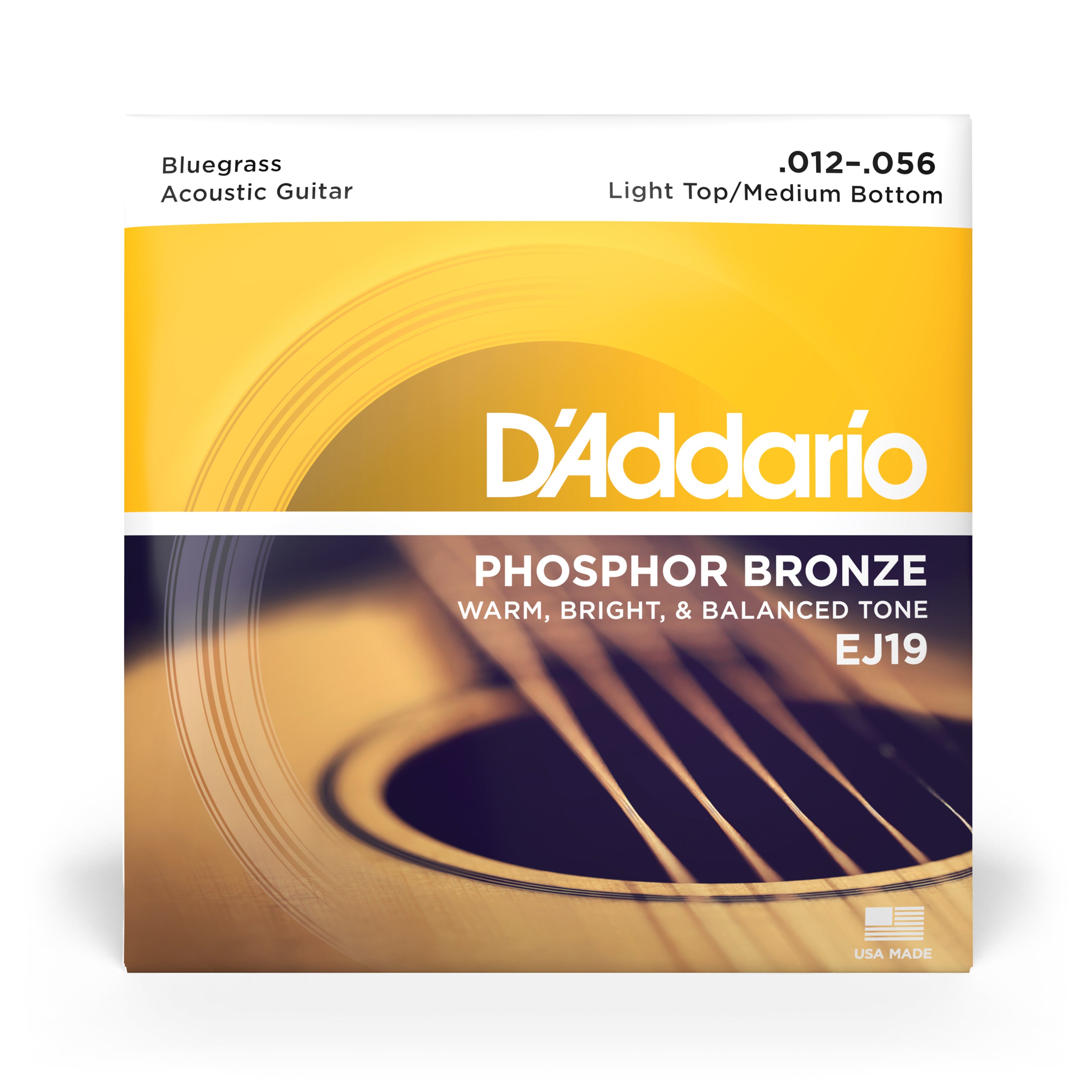D'Addario EJ19 Phosphor Bronze 12-56 Acoustic Guitar Strings, Bluegrass