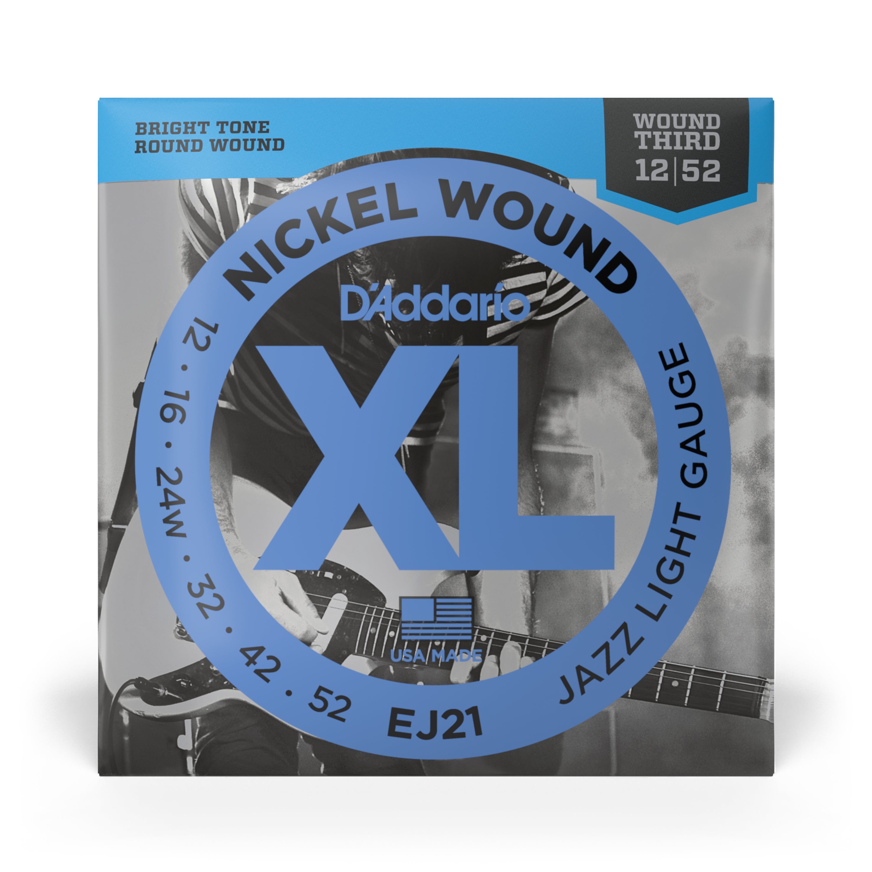 D'Addario EJ21 Jazz Nickel Wound 12-52 Electric Guitar Strings, Light