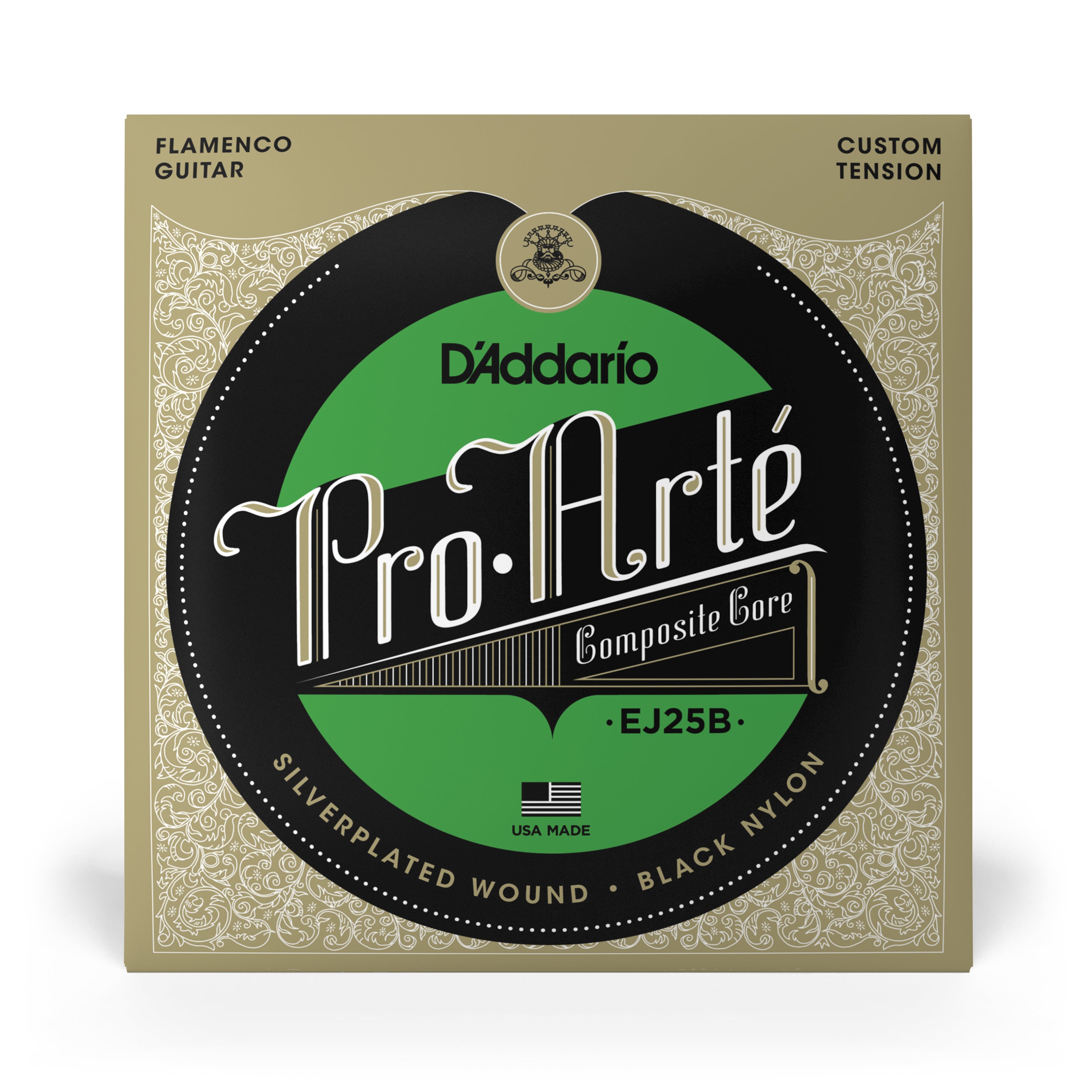 D'Addario EJ25B Flamenco Silverplated Wound Black Nylon Guitar Strings